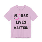 Nurse Lives Matter T-shirt, purple, front, black font