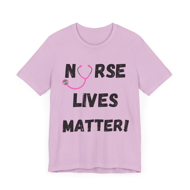 Nurse Lives Matter T-shirt, purple, front, black font