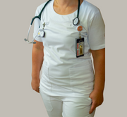 White scrub top