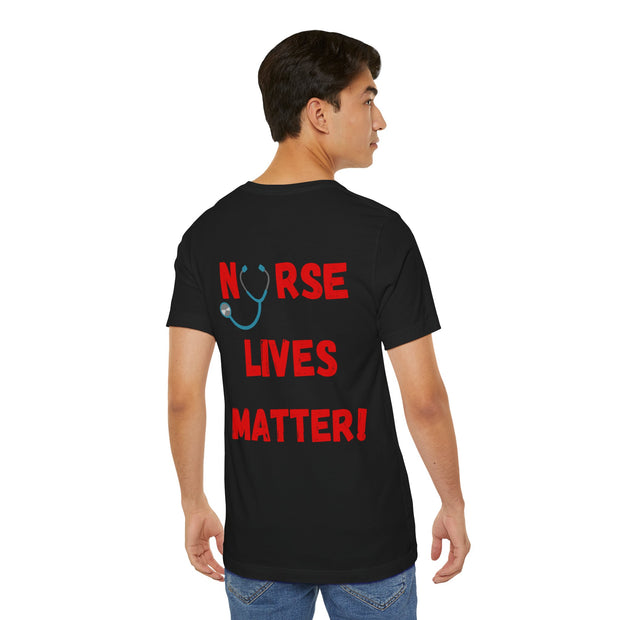 Nurse Lives Matter T-shirt, black, back, red font