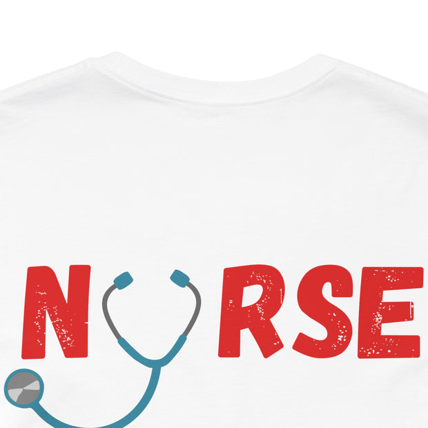 Nurse Lives Matter T-shirt, white, back collar, red font