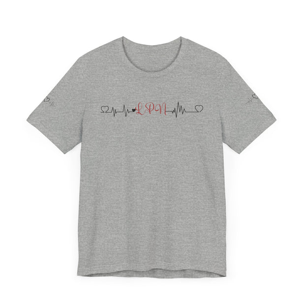 LPN ekg shirt, heart ekg sleeve