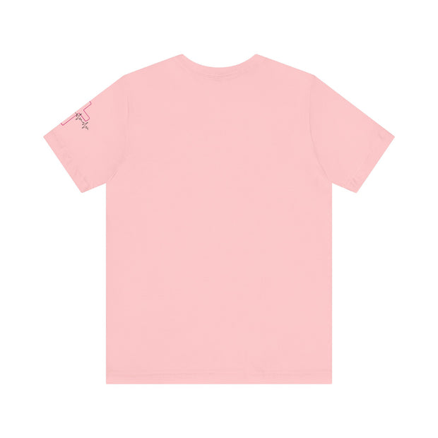 Nurse RN Initials Tee with Pink Cross and EKG - Unisex Tshirt
