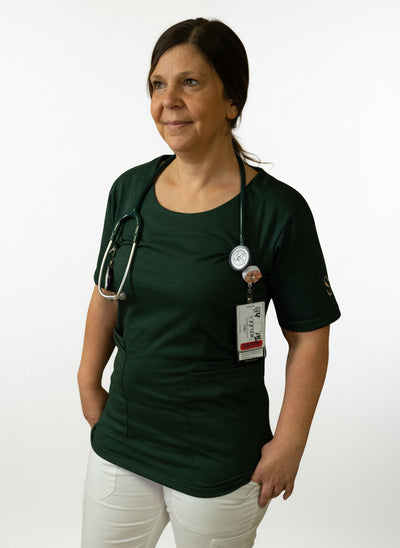 Hunter Green scrub top, womens scrub top