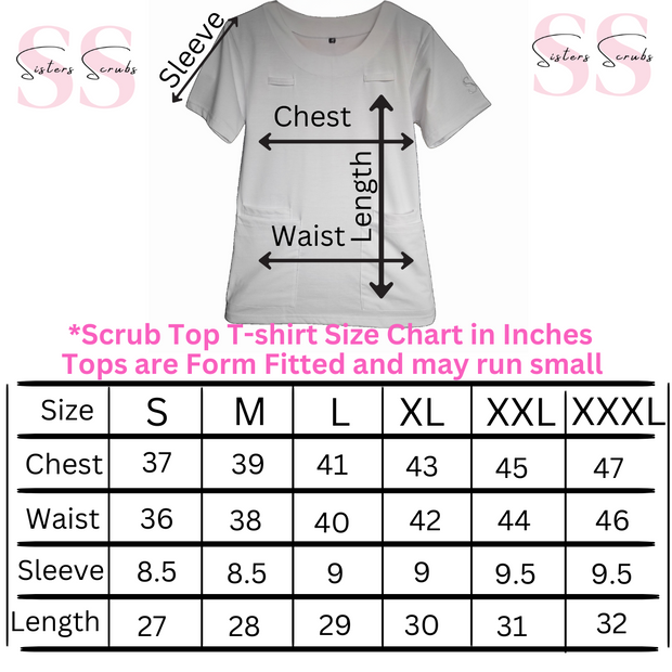 scrub top size chart